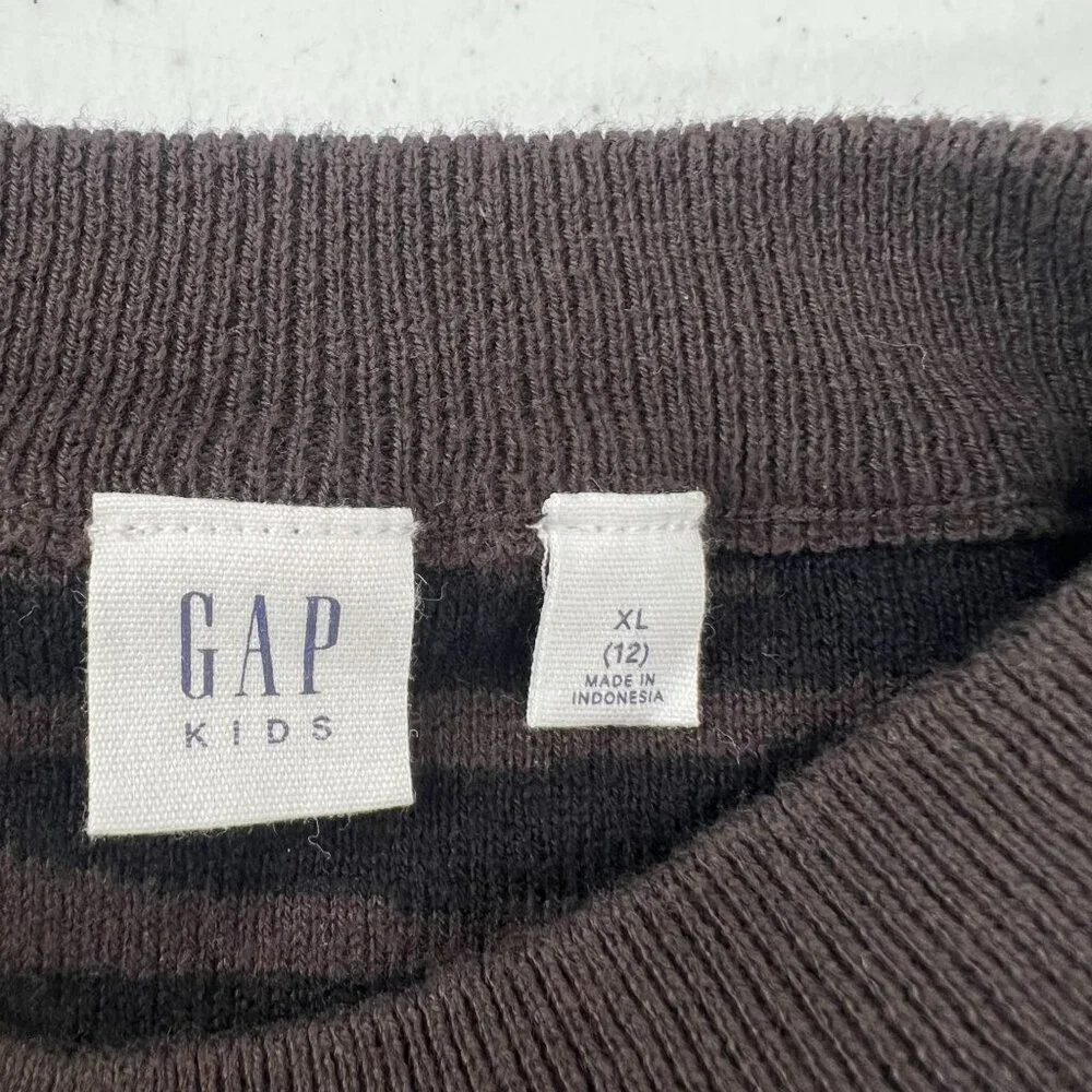 Gap Kids‎ XL (12) Zebra Print Sweater Brown Black Shaker Knit Crew Neck Cotton